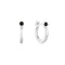 Silver Black Agate Huggie Hoop Earrings
